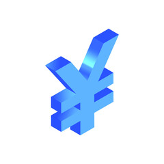 Obraz premium Isometric Currency Blue Icon. Modern Flat Vector Illustration. Yen Currency Sign. Social Media Template.