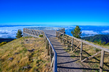 Madeira Island - View Point of mountain scenery of the highland - tabove the clouds - ravel destination for hiking and outdoor sports - Portugal