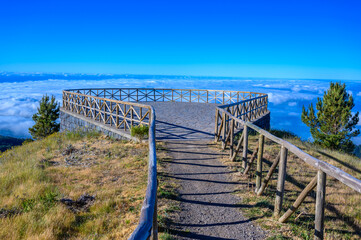 Madeira Island - View Point of mountain scenery of the highland - tabove the clouds - ravel destination for hiking and outdoor sports - Portugal