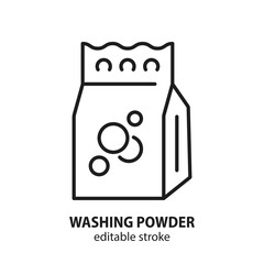 Washing powder line icon. Laundry symbol. Editable stroke.