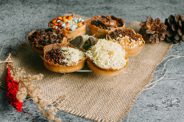 Martabak Manis is Indonesia dessert. Sweet Martabak with chocolate, cheese, peanut. this picture in white background and blurry, selective object.