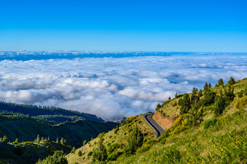Fototapeta na wymiar Madeira Island - View Point of mountain scenery of the highland - tabove the clouds - ravel destination for hiking and outdoor sports - Portugal
