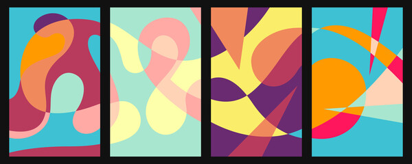 Vector Abstract Colorful Geometric and Curvy pattern background illustration. Set of Abstract background for Cover, Magazine, Poster, and print in Eps 10. 