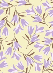 Seamless pattern. Bouquets of lilies with a stem and leaves. Botanical illustration. Design of posters, postcards, textiles, fabrics, wallpaper, wedding design.