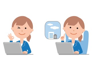 パソコンを使ってリモートワークをする女性社員