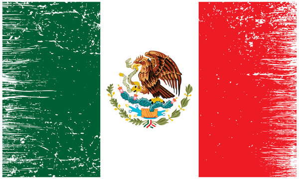 Mexico National Flag With Grunge Texture