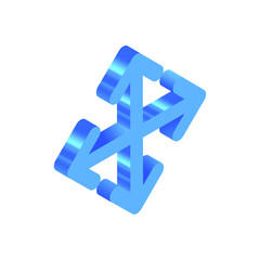 Fototapeta premium Isometric Blue Icon. Modern Flat Vector Illustration. Arrow Sign. Social Media Template.