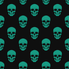 
Skull pattern vector seamless background, trendy pattern for printing clothes, fabric.