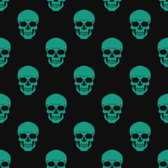 
Skull pattern vector seamless background, trendy pattern for printing clothes, fabric.