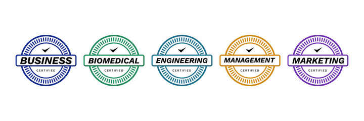Certified expertise badge logo expertise criteria for certification company. Vector emblem icon template.