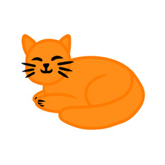 Cute ginger kitten is sleeping. White background. Vector illustration can be used for various menu posters banners
