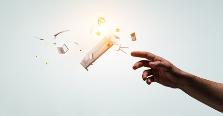 Image of flying books . Mixed media