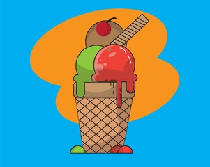 Illustration vektor graphic of ice cream.  Good for your ice cream shop or for children's magazine books.