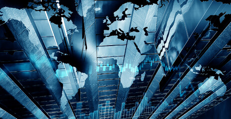 Global financial markets concept. . Mixed media