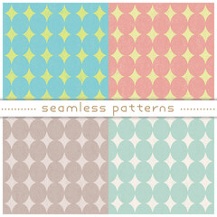 A set of simple and modern seamless patterns. Great for web banners, posters, packages, wallpapers and backgrounds.