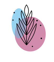 Set of abstract plants.Silhouette.Collection hand drawn, botanical and healing isolated plants.Herbs design template.Twigs and leaves with abstract colorful forms