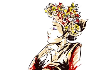 Bali dancers from tattoo pictures, stickers, t-shirts, posters, design cards