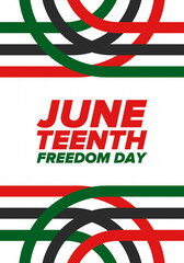 Obraz premium Juneteenth Independence Day. Freedom or Emancipation day. Annual american holiday, celebrated in June 19. African-American history and heritage. Poster, greeting card, banner and background. Vector