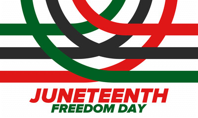 Fototapeta na wymiar Juneteenth Independence Day. Freedom or Emancipation day. Annual american holiday, celebrated in June 19. African-American history and heritage. Poster, greeting card, banner and background. Vector