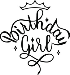 lettering Birthday girl. Vector illustration
