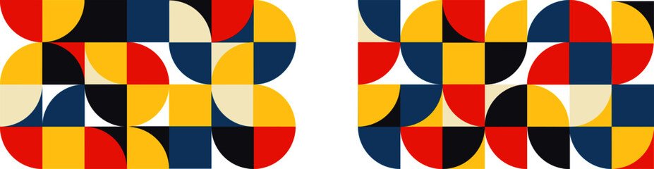 Abstract bauhaus colorful background set. Modern geometric pattern. Creative vintage style illustration vector. Scandinavian wallpaper for design