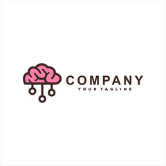 brain tech cartoon logo design