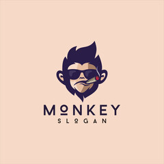 smoking monkey mascot logo design © modal tampang