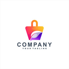 shopping bag gradient logo design