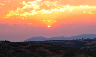 Sunset in mountains KwaZulu-Natal, South Africa