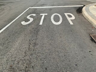 bicycle lane and stop  sign