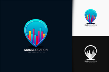 Colorful gradient music location logo design