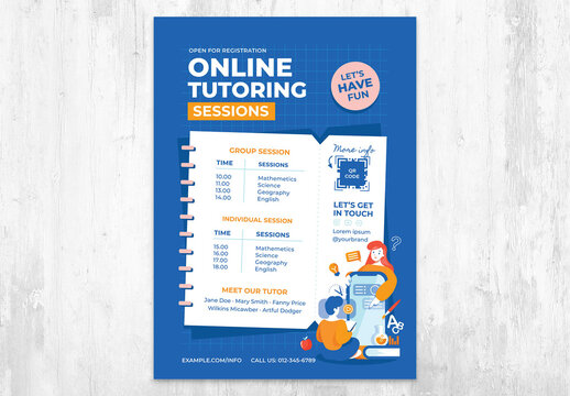 Private Tutor Online Flyer Layout for School Education
