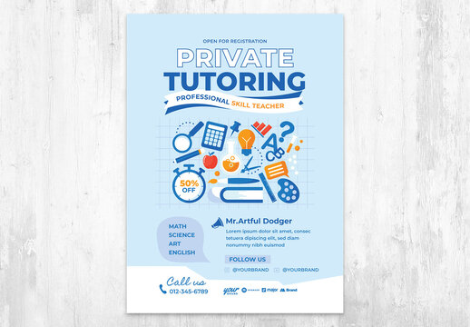 E-Learning Flyer for Private Tutoring Online
