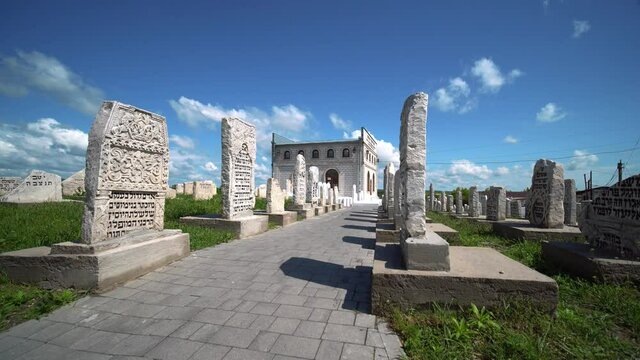 Medzhibozh, Ukraine - may 24 2021: Old Jewish cemetery. Grave of the spiritual leader Baal Shem Tov, Rabbi Israel ben Eliezer