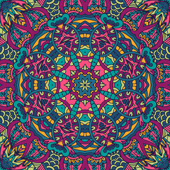 Vector seamless pattern doodle Colorful Mandala art.