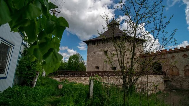 Medzhibozh, Ukraine medieval Castle in the territory of the Fort, fortification timelapse hyperlapse