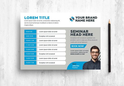 Corporate Seminar Event Flyer Banner Layout with Blue Modern Style