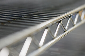 Detail of a metal industrial rack.