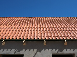New tiled roofs. Building renovation.