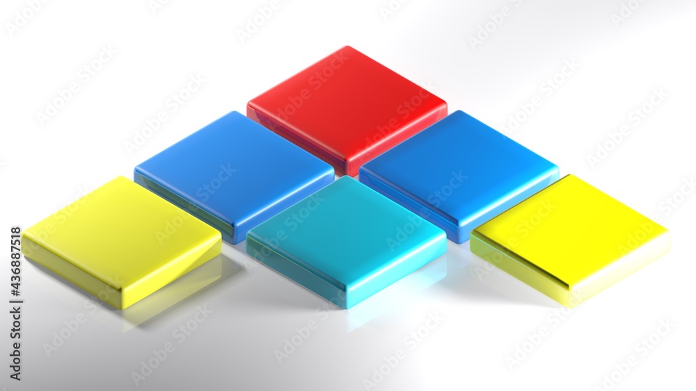 Poster abstract icon with a arrow made with colorful squares - 3d rendering illustration