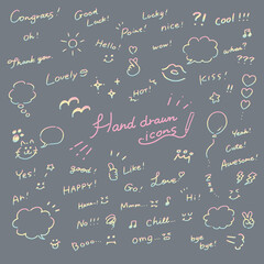 手描き文字あしらい感嘆詞ふきだし記号セット【グラデーション】