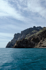 Fototapeta na wymiar CREMEA, BLACK SEA: Scenic landscape view of the rocks on the seashore 
