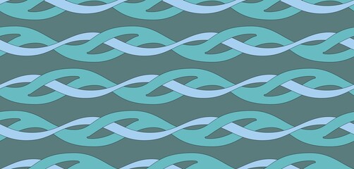Seamless pattern. Intertwining. Wave ornament. Template for fabric or wrapping. Pastel colors. Optical illusions. Modern textile. Geometric. Stylish background. Abstract decor. Trends. Wallpapers.