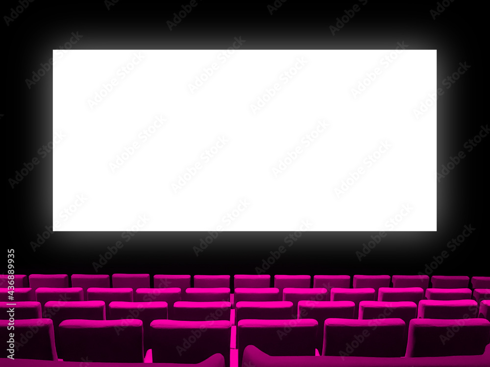 Canvas Prints Cinema movie theatre with pink seats and a blank white screen