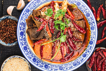 Chinese food: Duck Blood in Chili Sauce