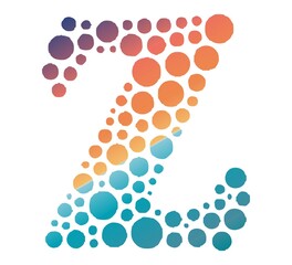 Capital letter Z made of gradient colored dots or filled with circles