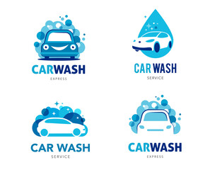Car wash set of logos, icons and elements 