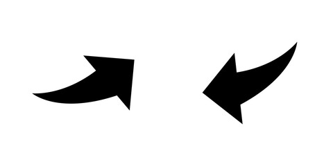 Iconos de flecha curva hacia arriba y abajo, estilo silueta negra. Ilustración vectorial