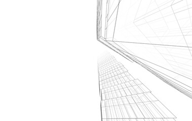 Fototapeta premium modern architecture drawing 3d illustration