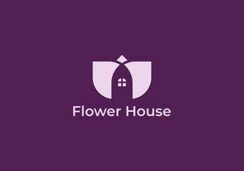 home flower logo vector, house logo.

